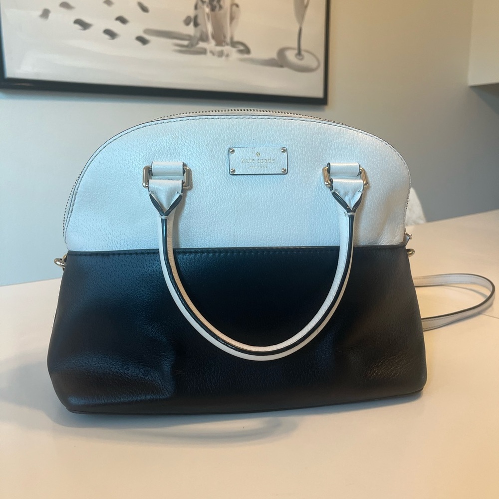 Kate Spade Black and White Bowling Bag with Strap